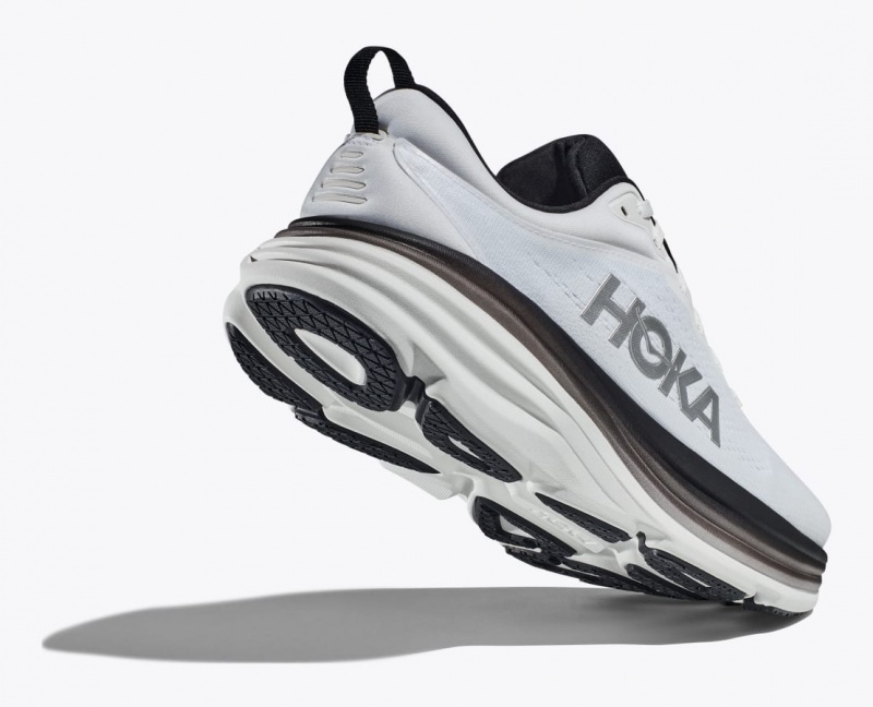 Men's HOKA Bondi 8 Running Shoes White / Black | SYZHV-3694