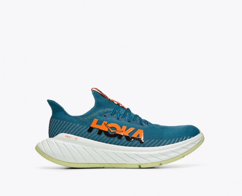 Men\'s HOKA Carbon X 3 Running Shoes Dark Green / Black | ZVQJA-9012