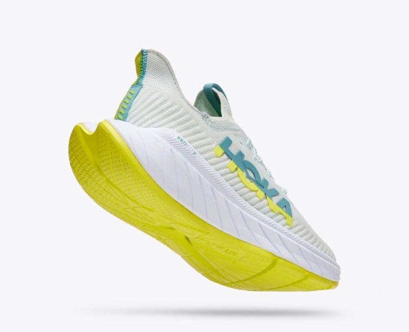 Men's HOKA Carbon X 3 Running Shoes White / Green | ZREVT-8156