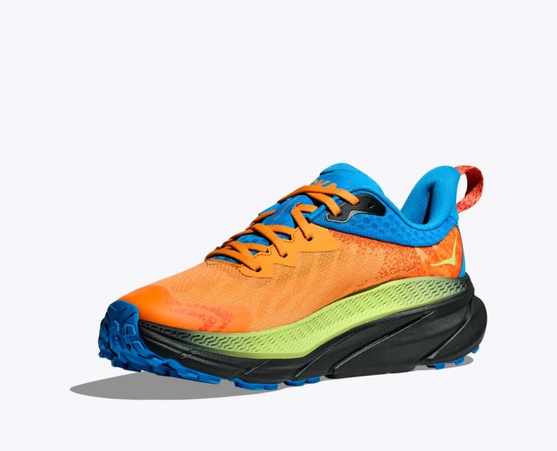 Men's HOKA Challenger 7 GTX Trail Running Shoes Orange / Green / Blue | ONCUR-2708