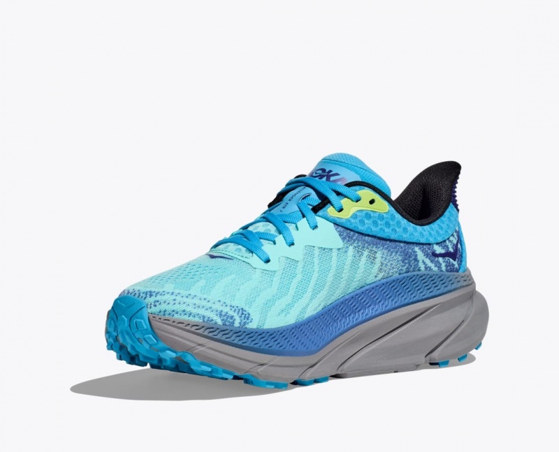 Men's HOKA Challenger 7 Trail Running Shoes Turquoise / Blue | BGEKZ-7809