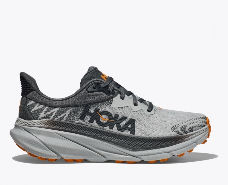 Men\'s HOKA Challenger 7 Trail Running Shoes Grey / Black | NOLHG-7431