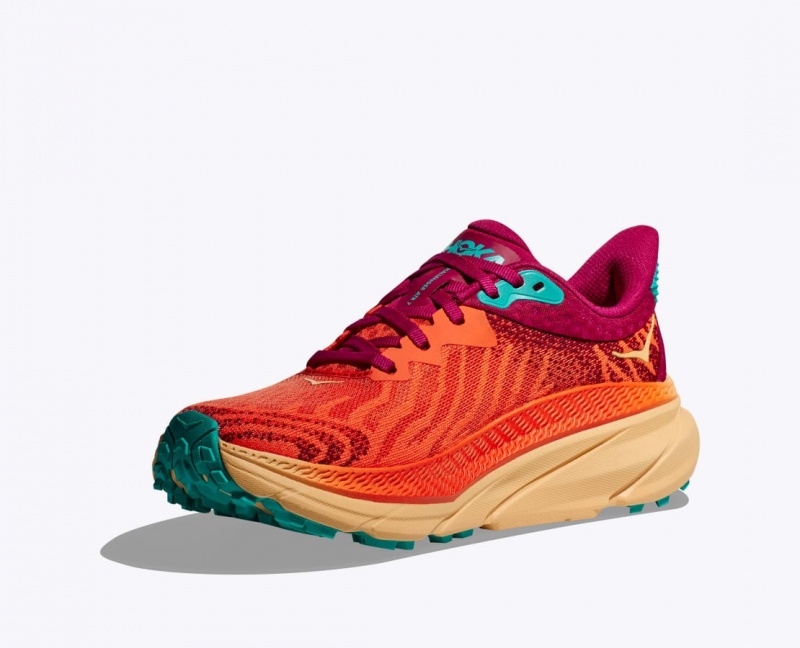 Men's HOKA Challenger 7 Trail Running Shoes Dark Orange / Red | AMIEB-6327