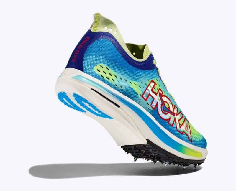 Men's HOKA Cielo FLYX Track Spikes Green / Blue | EXFKY-0672