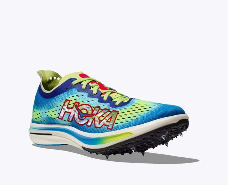 Men's HOKA Cielo FLYX Track Spikes Green / Blue | EXFKY-0672