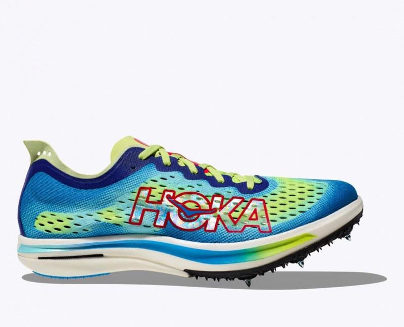 Men\'s HOKA Cielo FLYX Track Spikes Green / Blue | EXFKY-0672