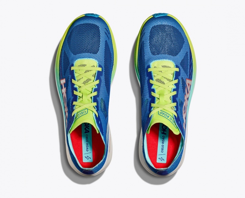 Men's HOKA Cielo Road Running Shoes Blue / Green | AJEOR-1940