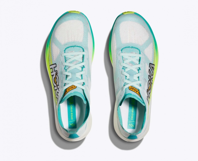 Men's HOKA Cielo Road Running Shoes White / Turquoise | WQAGU-8326