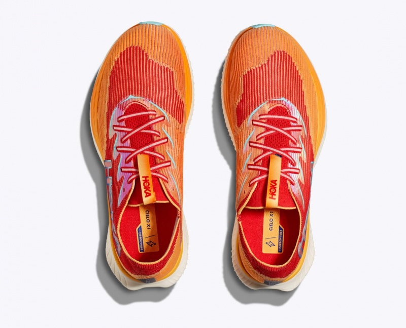 Men's HOKA Cielo X1 Running Shoes Orange / Red | KWYOZ-4798