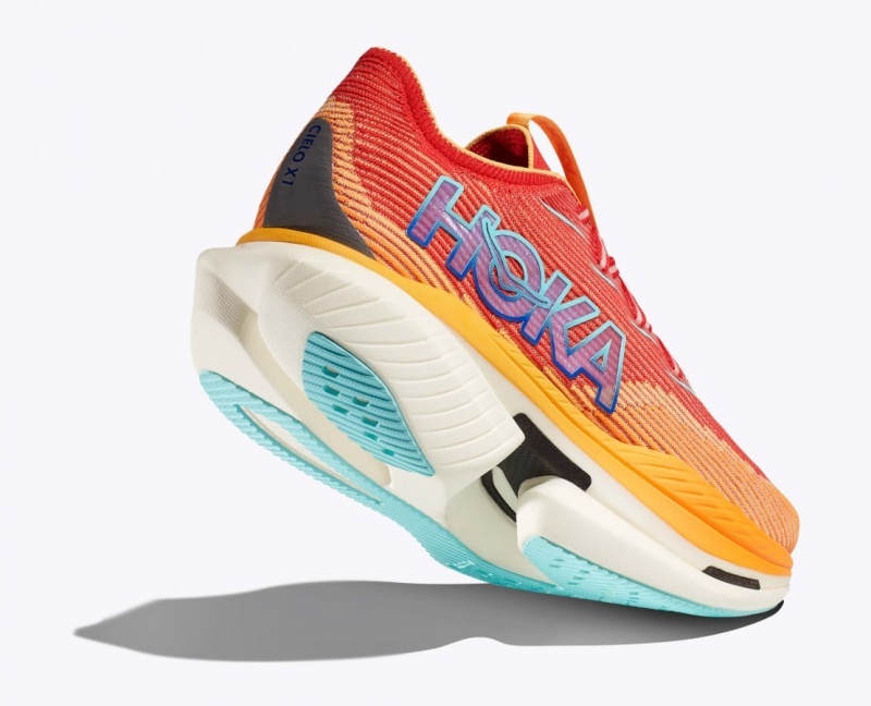 Men's HOKA Cielo X1 Running Shoes Orange / Red | KWYOZ-4798