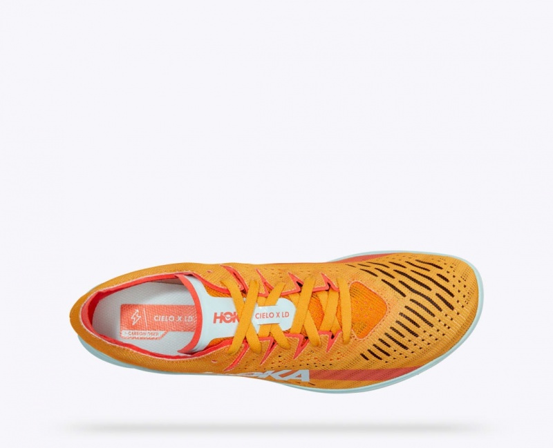 Men's HOKA Cielo X LD Track Spikes Orange | ISMCV-6310