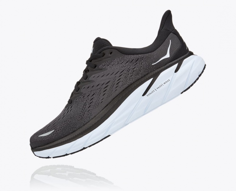 Men's HOKA Clifton 8 Running Shoes Black / White | YVBWP-2895