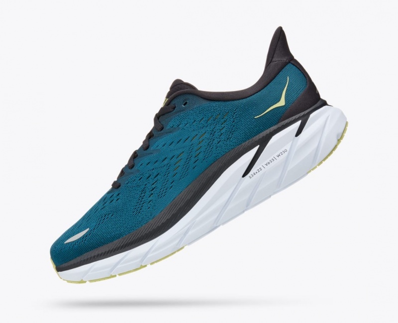 Men's HOKA Clifton 8 Running Shoes Dark Turquoise / Black | GCYPB-9032