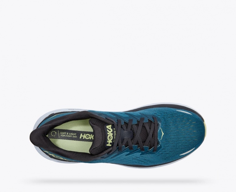 Men's HOKA Clifton 8 Running Shoes Dark Turquoise / Black | GCYPB-9032