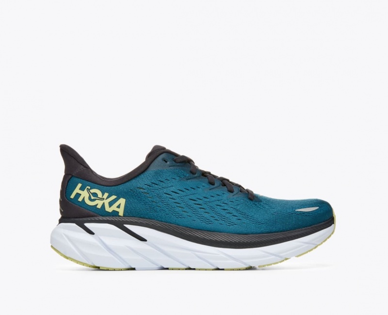 Men\'s HOKA Clifton 8 Running Shoes Dark Turquoise / Black | GCYPB-9032