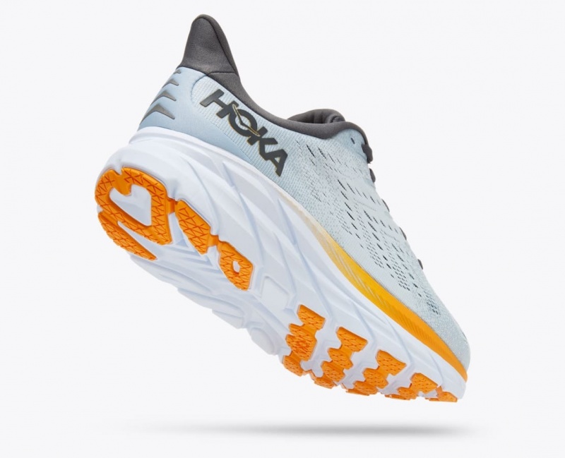 Men's HOKA Clifton 8 Running Shoes Light Blue / Orange | FZSWU-6071