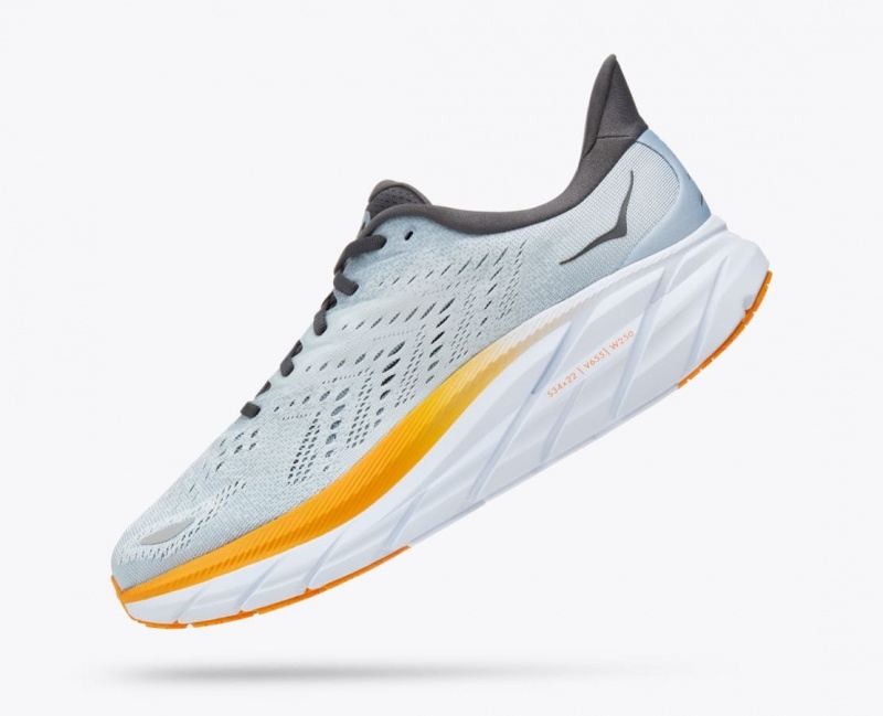 Men's HOKA Clifton 8 Running Shoes Light Blue / Orange | FZSWU-6071