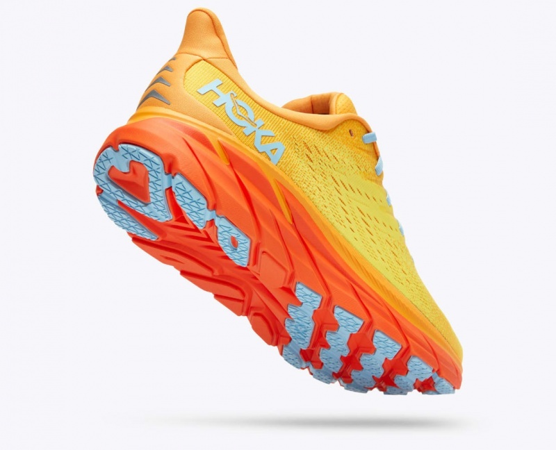 Men's HOKA Clifton 8 Running Shoes Orange / Yellow | WGZEM-5196