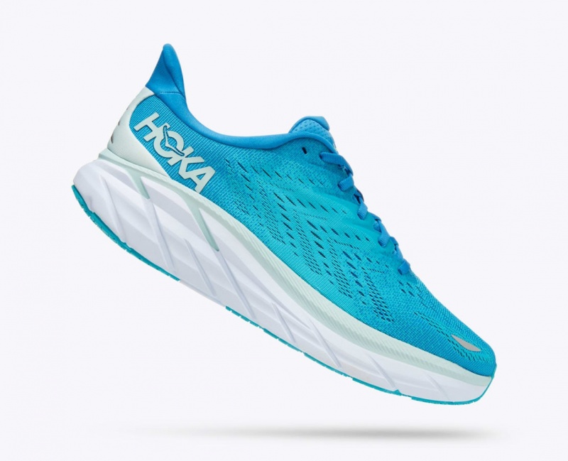 Men's HOKA Clifton 8 Running Shoes Turquoise | LCYQI-9378