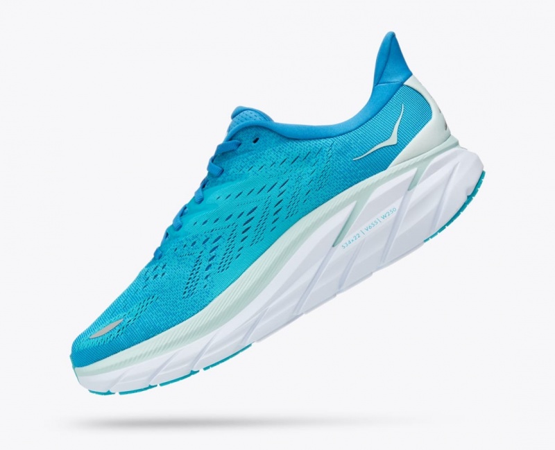 Men's HOKA Clifton 8 Running Shoes Turquoise | LCYQI-9378