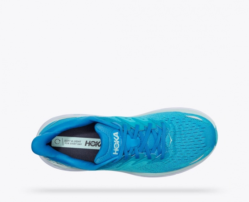 Men's HOKA Clifton 8 Running Shoes Turquoise | LCYQI-9378