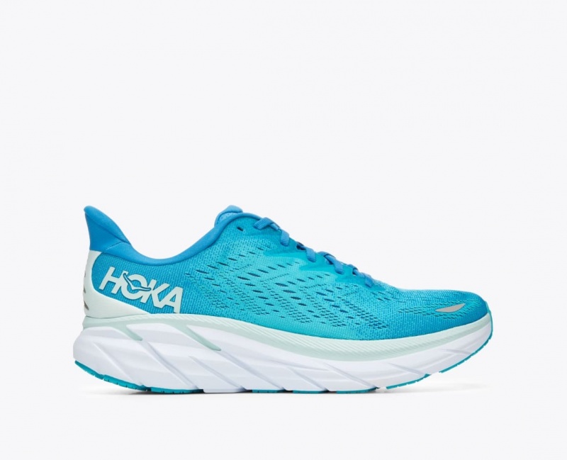 Men\'s HOKA Clifton 8 Running Shoes Turquoise | LCYQI-9378