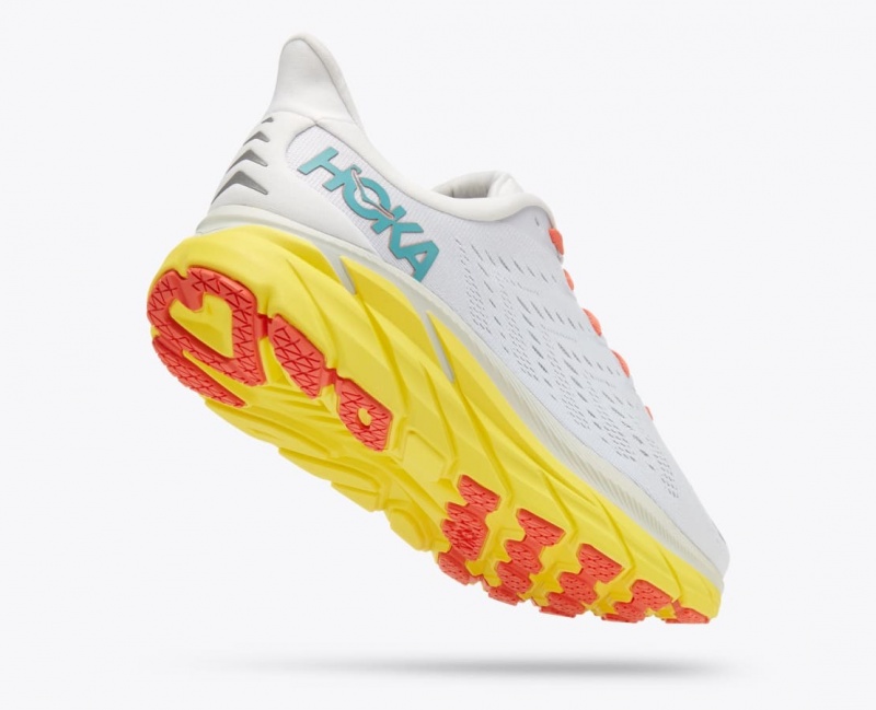 Men's HOKA Clifton 8 Running Shoes White / Yellow | UNWYT-0379