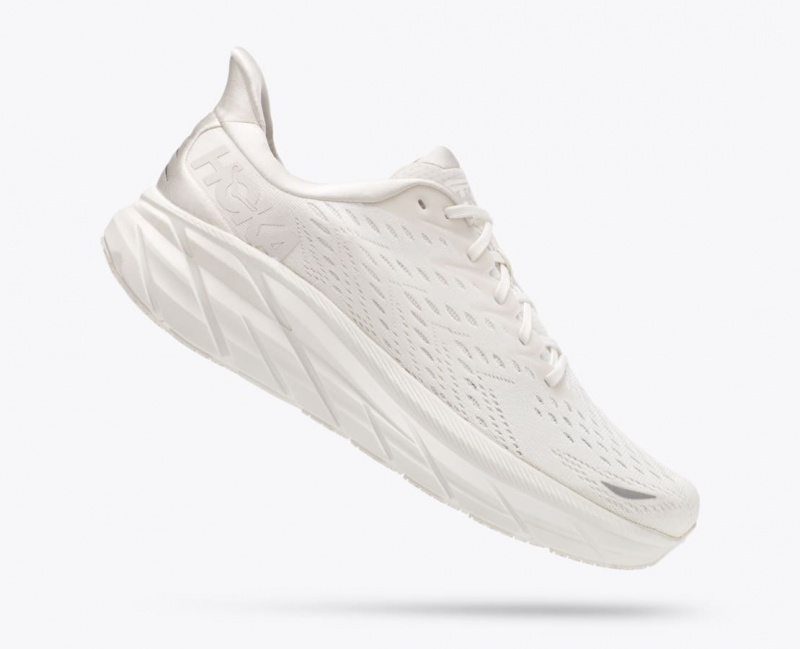 Men's HOKA Clifton 8 Running Shoes White | KELZM-4810