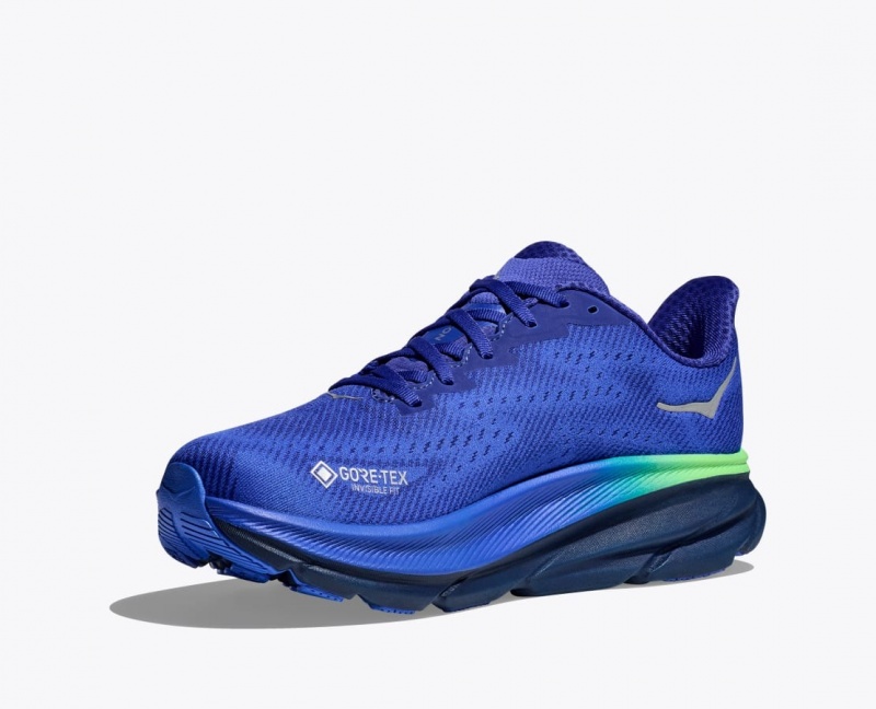 Men's HOKA Clifton 9 GTX Running Shoes Blue | BGJCZ-7104