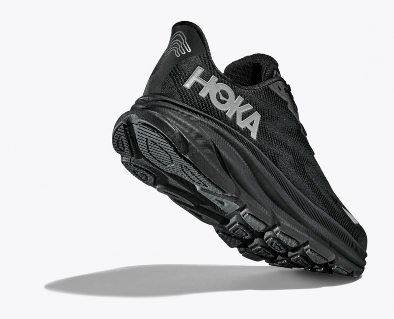 Men's HOKA Clifton 9 GTX Running Shoes Black | IKJAT-7846