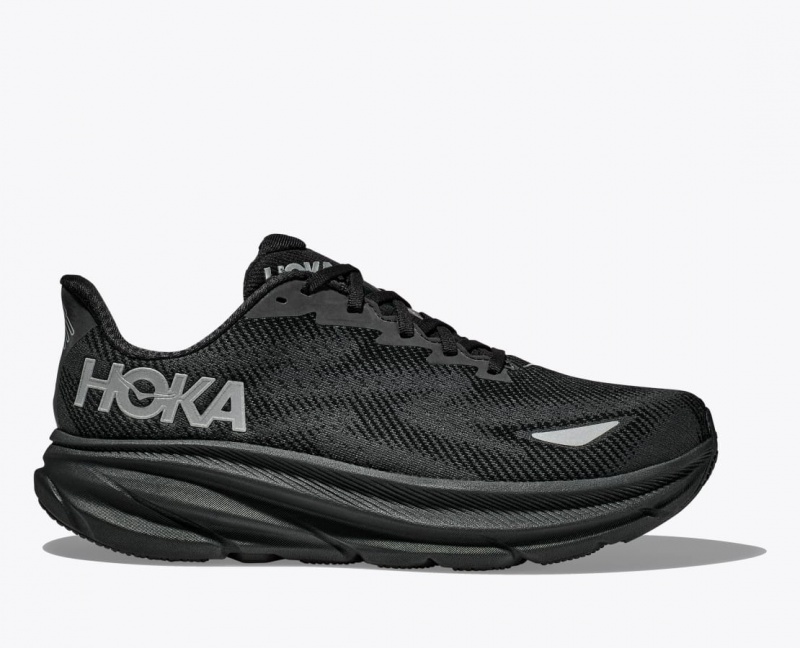 Men\'s HOKA Clifton 9 GTX Running Shoes Black | IKJAT-7846