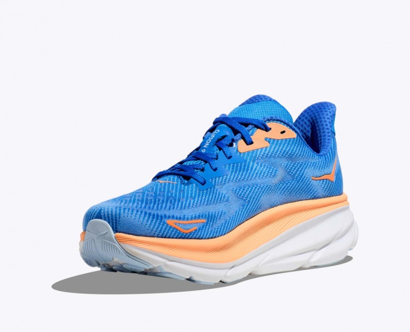 Men's HOKA Clifton 9 Running Shoes Blue / Orange | TRIMA-5346