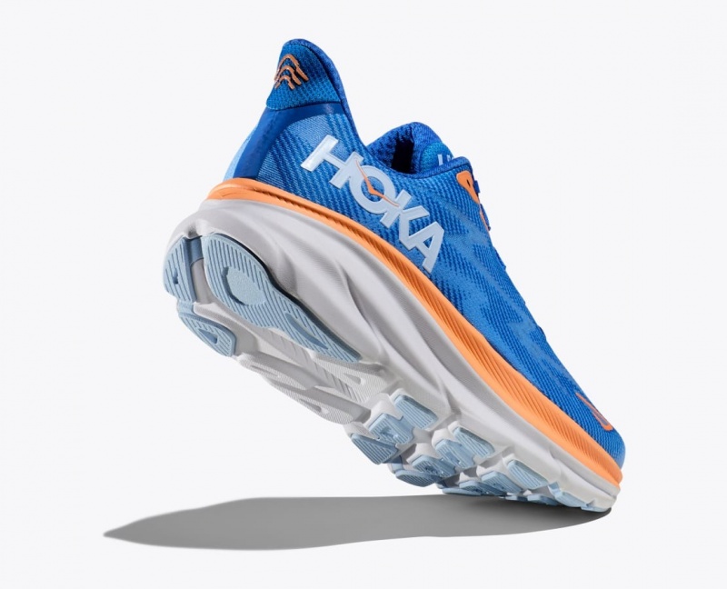 Men's HOKA Clifton 9 Running Shoes Blue / Orange | TRIMA-5346