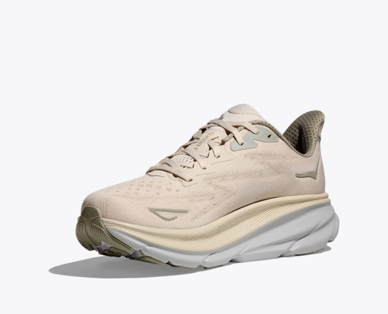 Men's HOKA Clifton 9 Running Shoes Light Beige | RKOJG-9406