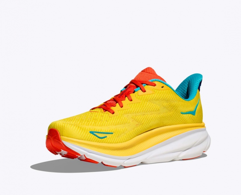 Men's HOKA Clifton 9 Running Shoes Yellow | TFQBD-8625