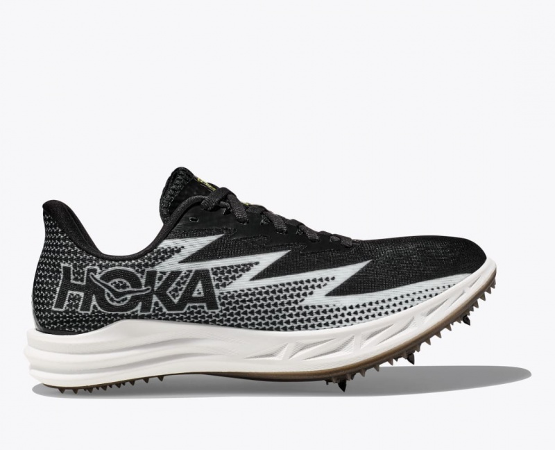 Men\'s HOKA Crescendo MD Track Spikes Black / White | ZHPRC-8316