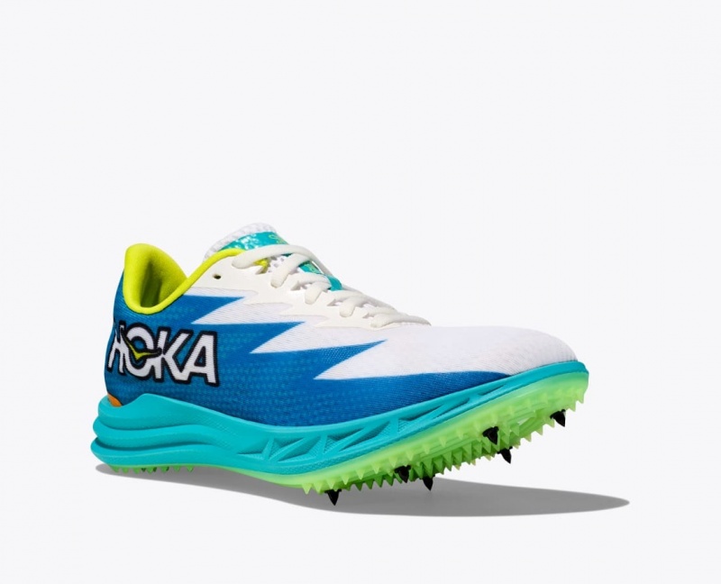 Men's HOKA Crescendo MD Track Spikes White / Blue | CVSGM-7523