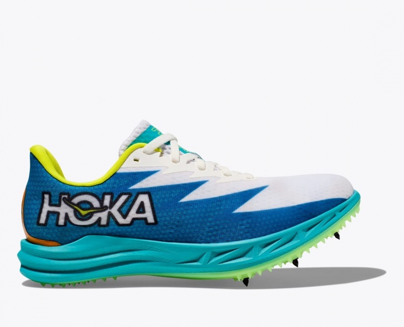 Men\'s HOKA Crescendo MD Track Spikes White / Blue | CVSGM-7523