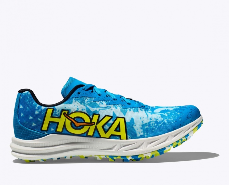 Men\'s HOKA Crescendo XC Spikeless Track Spikes Blue / Green | RGZJO-0239