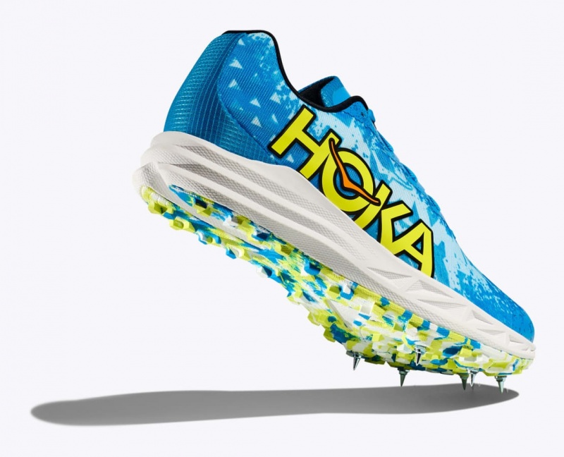 Men's HOKA Crescendo XC Track Spikes Blue / Green | JEXZN-4308