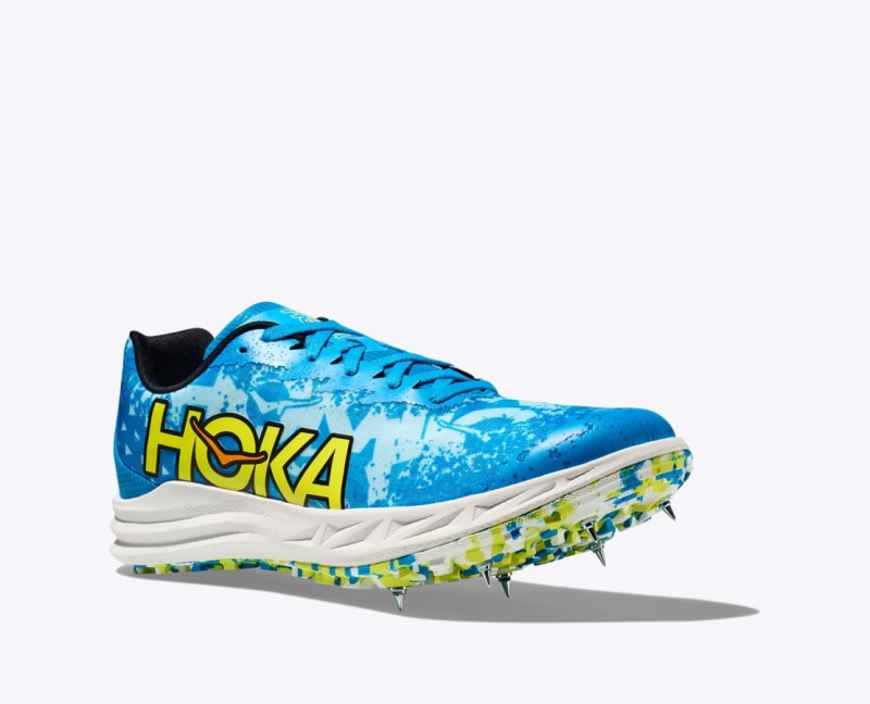 Men's HOKA Crescendo XC Track Spikes Blue / Green | JEXZN-4308