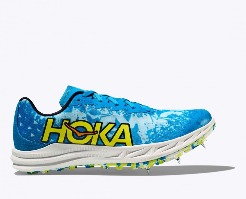 Men\'s HOKA Crescendo XC Track Spikes Blue / Green | JEXZN-4308