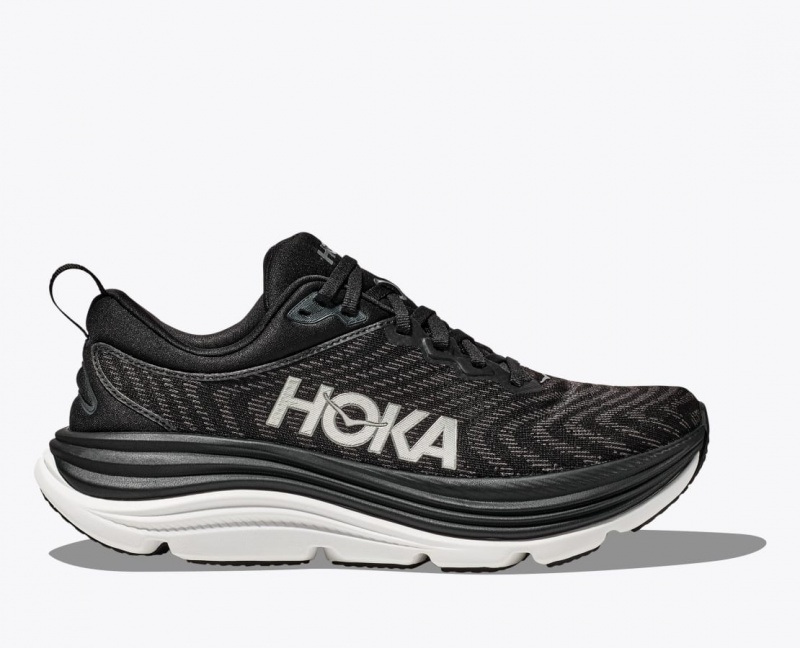 Men\'s HOKA Gaviota 5 Running Shoes Black / White | MFVCD-9062