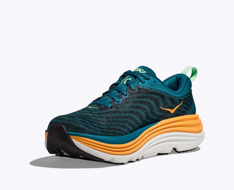 Men's HOKA Gaviota 5 Running Shoes Dark Turquoise / Black | KZEGU-3175