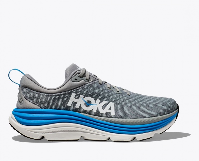 Men\'s HOKA Gaviota 5 Running Shoes Grey / Blue | FJSPG-8341