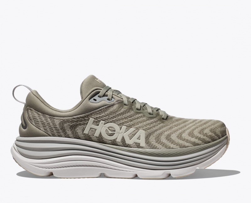 Men\'s HOKA Gaviota 5 Running Shoes Light Khaki | DWNKM-0927