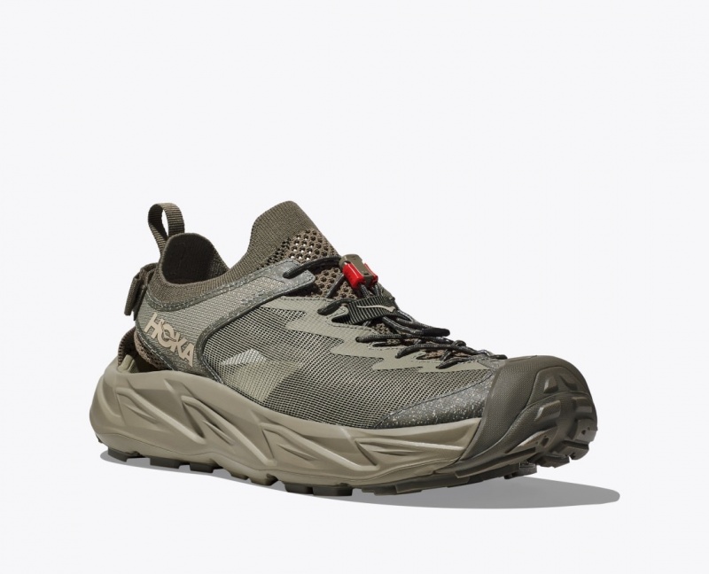 Men's HOKA Hopara 2 Sandals Olive / Khaki | WEQBY-1675