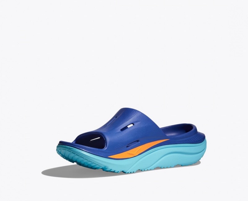 Men's HOKA IRONMAN Ora Recovery Slide Blue | PFJWG-9401