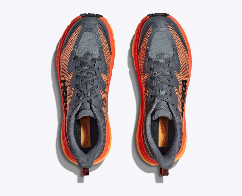 Men's HOKA Mafate Speed 4 Trail Running Shoes Dark Grey / Orange | VQGLP-2965