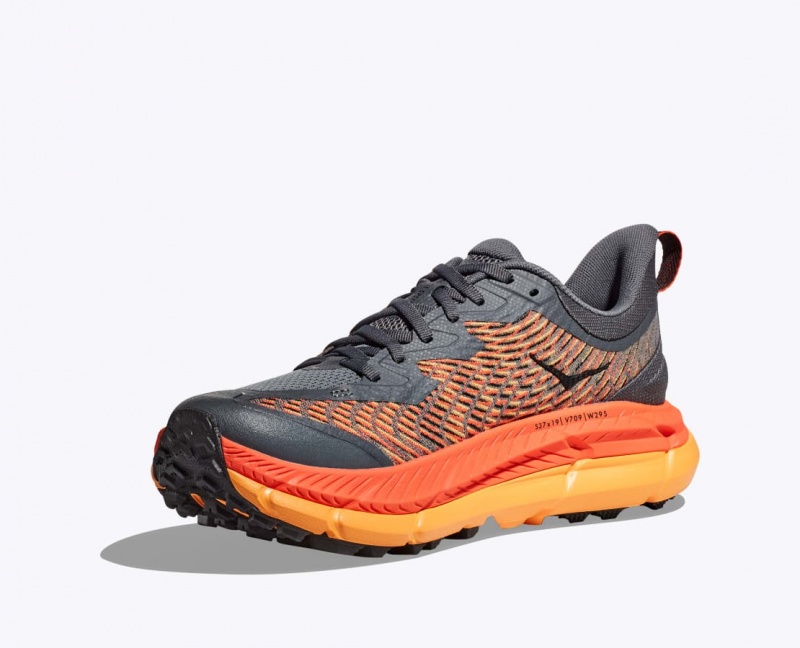 Men's HOKA Mafate Speed 4 Trail Running Shoes Dark Grey / Orange | VQGLP-2965